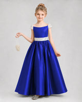 Royal Blue Satin A-Line Pageant Dress Front View