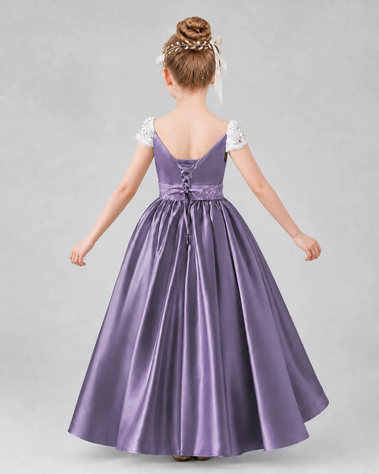 Wisteria Satin A-line Pageant Dress Back View