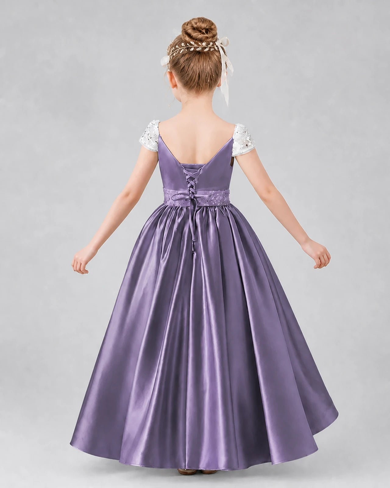 Wisteria Satin A-line Pageant Dress Back View