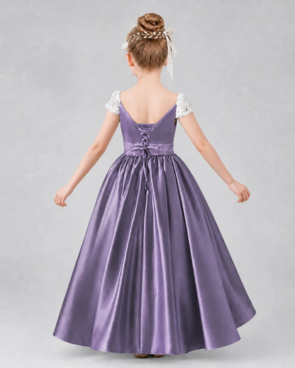 Wisteria Satin A-line Pageant Dress Back View