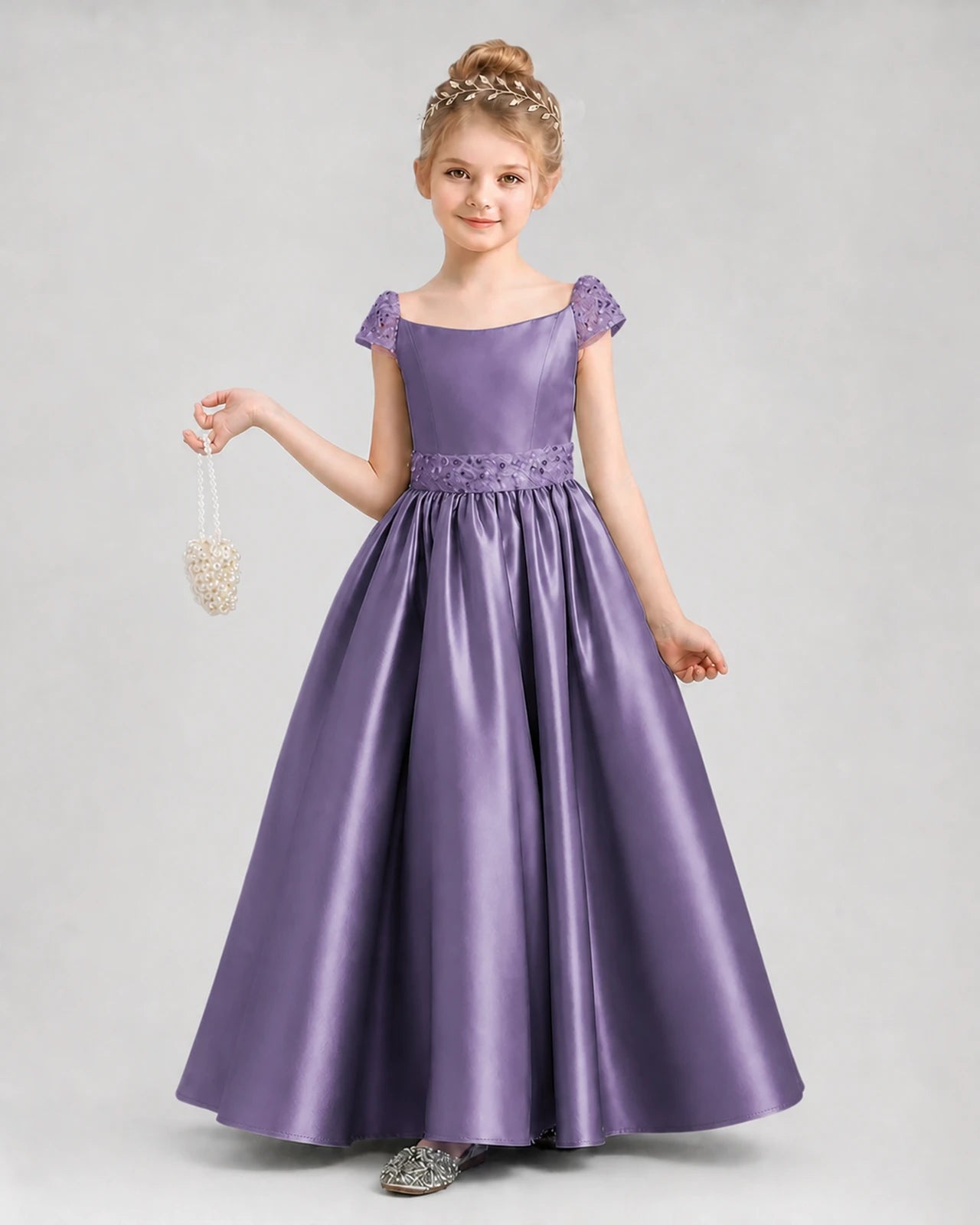 Wisteria Satin A-Line Pageant Dresses Front View