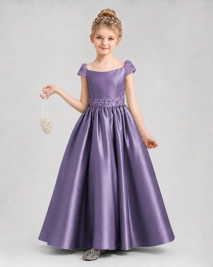 Wisteria Satin A-Line Pageant Dresses Front View