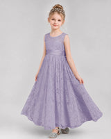 Lavender Lace A-Line Flower Girl Dresses Front View