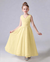 Daffodil Chiffon A-line Junior Bridesmaid Dress Front View
