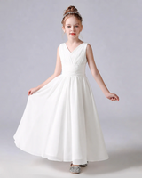 Ivory Chiffon A-line Junior Bridesmaid Dress Front View