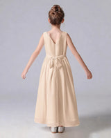 Peach Chiffon A-line Junior Bridesmaid Dress Back View