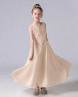 Peach Chiffon A-line Junior Bridesmaid Dress Side View