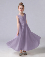 Wisteria Chiffon A-line Junior Bridesmaid Dress Side View