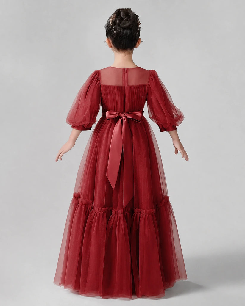 Windred Satin Tulle A-line Girls Formal Dress Side View
