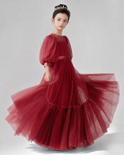 Windred Satin Tulle A-line Girls Formal Dress Side View