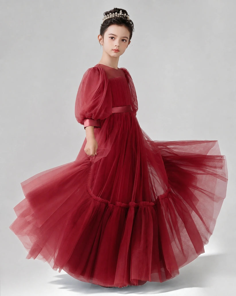 Windred Satin Tulle A-line Girls Formal Dress Side View