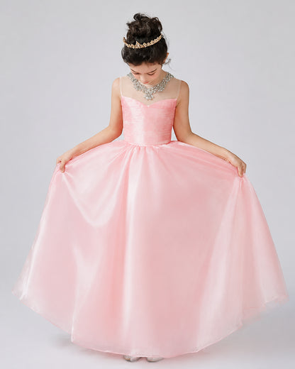 Pink Organza Ball Gown Girls Formal Dresses