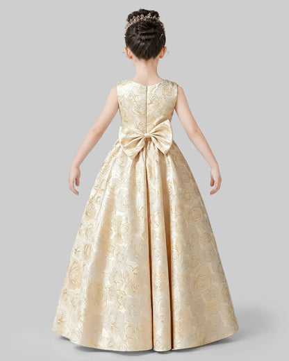 Daffodil Satin A-line Girls Formal Dresses Back View