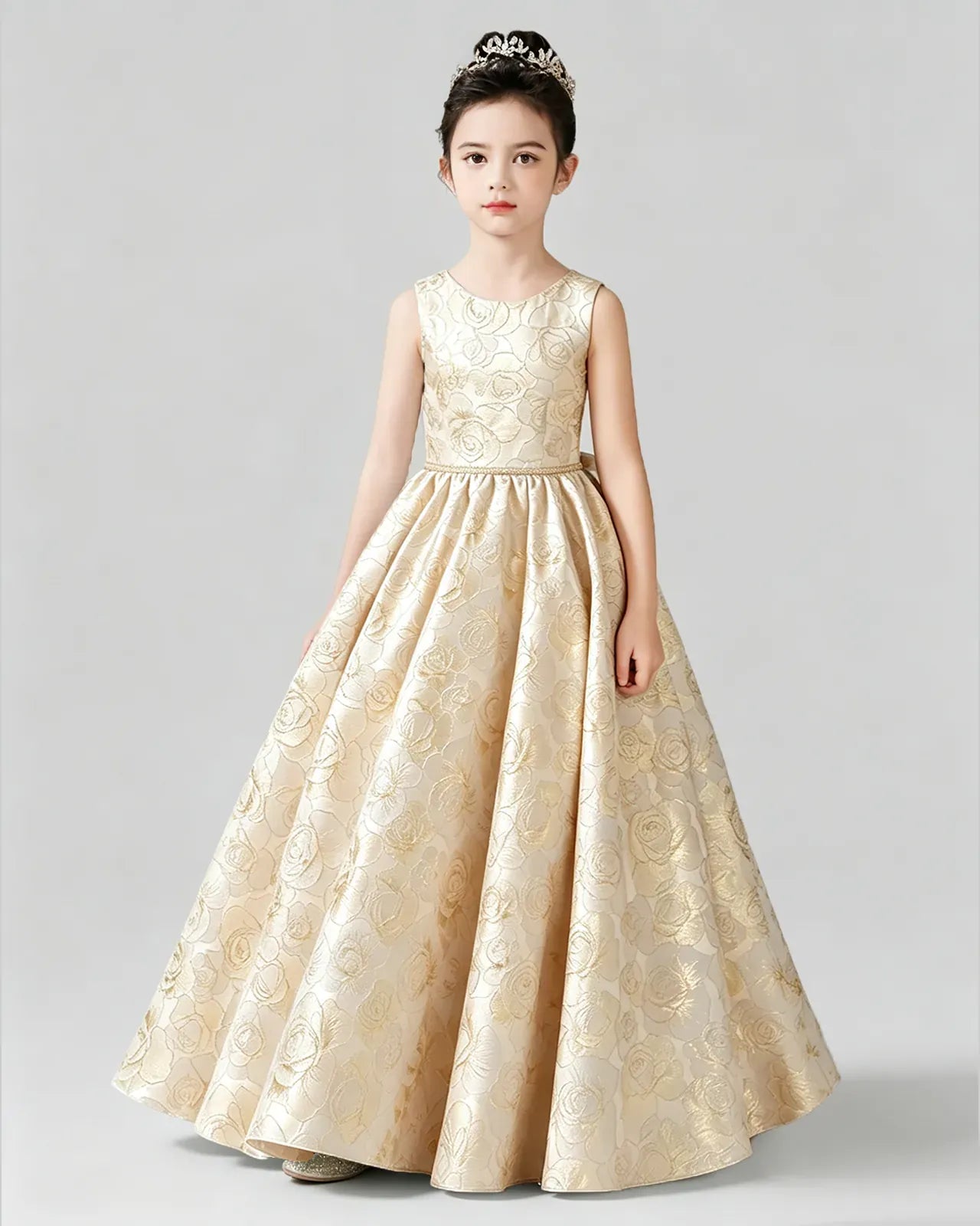Daffodil Satin A-Line Girls Formal Dresses Front View