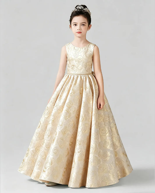 Daffodil Satin A-Line Girls Formal Dresses Front View