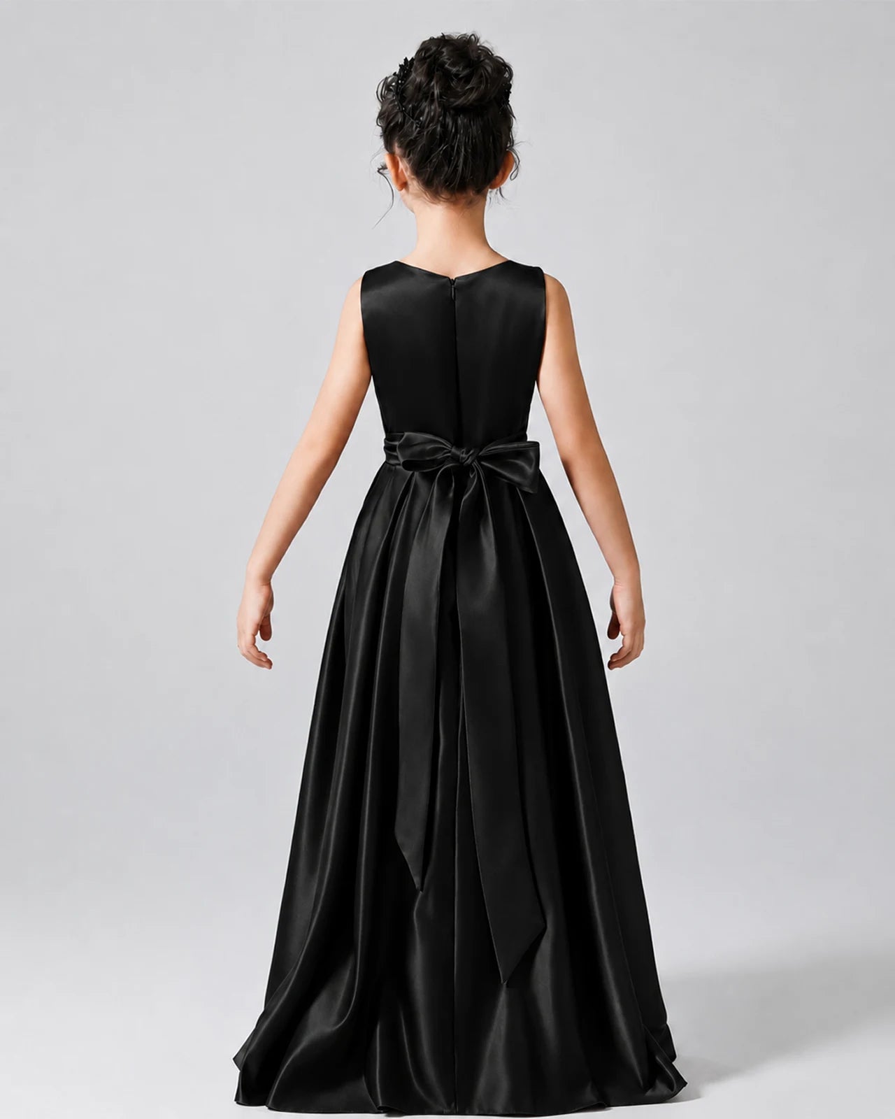 Black Back Satin Flower Girls Dress