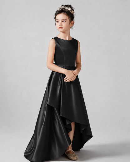Black Side Satin Flower Girls Dress