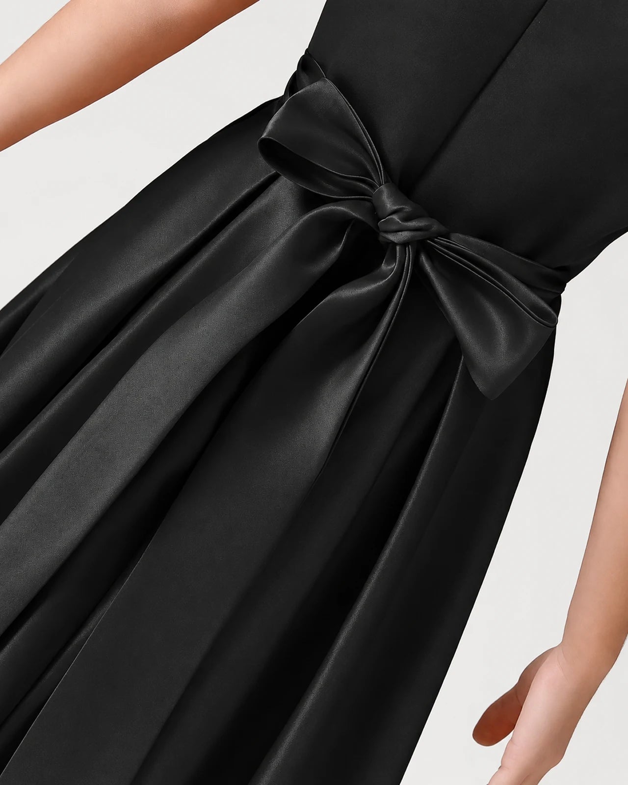 Black Detail Satin Flower Girls Dress