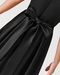 Black Detail Satin Flower Girls Dress