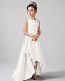 Ivory Side Satin Flower Girls Dress