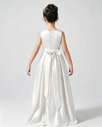 Ivory Back Satin Flower Girls Dress