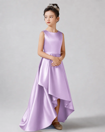 Lavender Side Satin Flower Girls Dress
