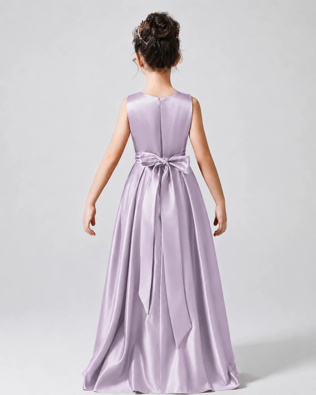 Lavender Back Satin Flower Girls Dress