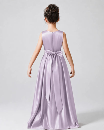 Lavender Back Satin Flower Girls Dress