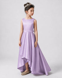 Lavender Front Satin Flower Girls Dress
