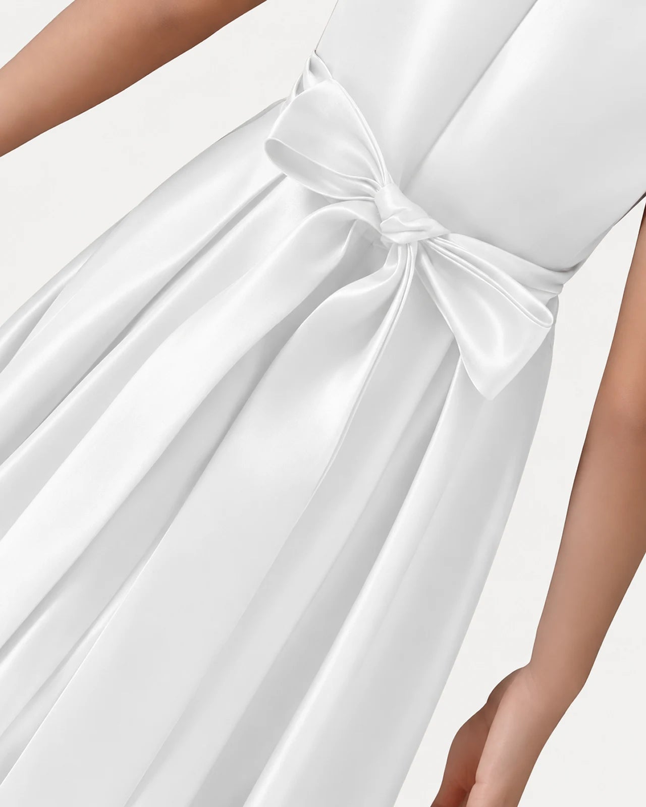 White Detail Satin Flower Girls Dress