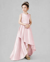 Blush Pink Satin A-line Junior Bridesmaid Dress Side View