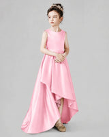 Pink Satin A-line Junior Bridesmaid Dress Side View