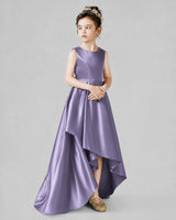 Wisteria Satin A-line Junior Bridesmaid Dress Side View
