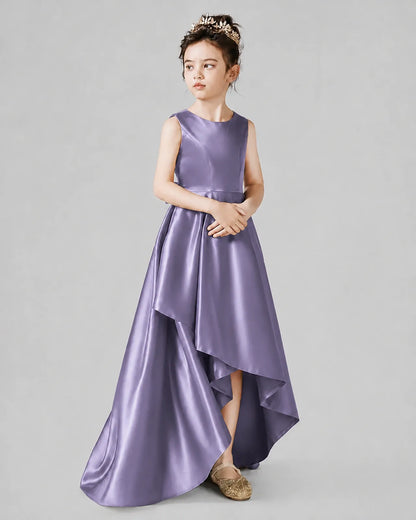 Wisteria Satin A-line Junior Bridesmaid Dress Side View