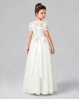 Ivory Tulle A-line Girls Formal Dress Back View