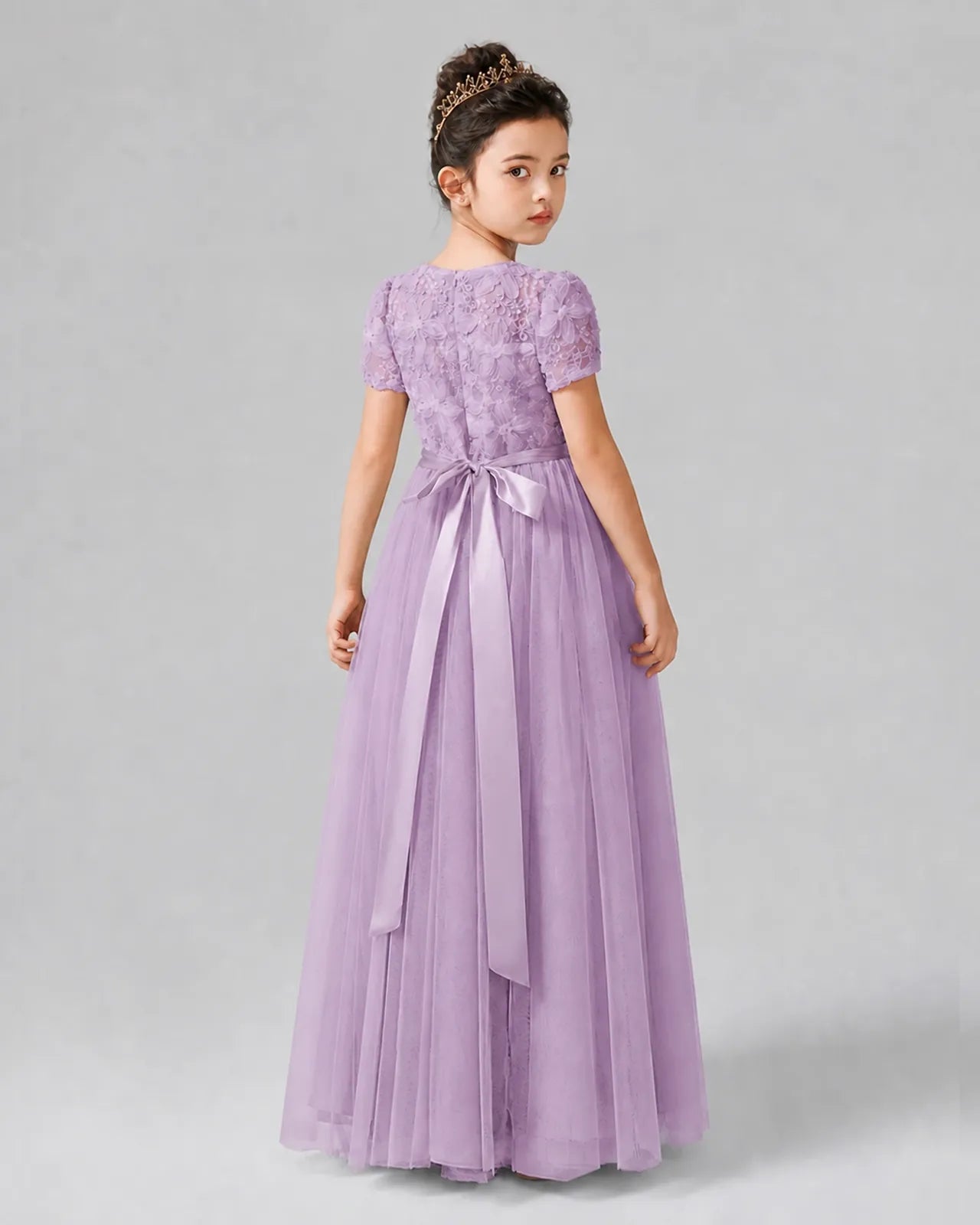 Wisteria Tulle A-line Girls Formal Dress Back View