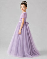 Wisteria Satin Tulle A-line Girls Formal Dress Side View