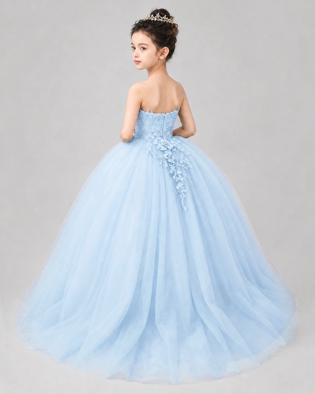 Dideyttawl Pageant Dress with Floral Lace Appliques and Voluminous Tulle Skirt Image secondaire du produit