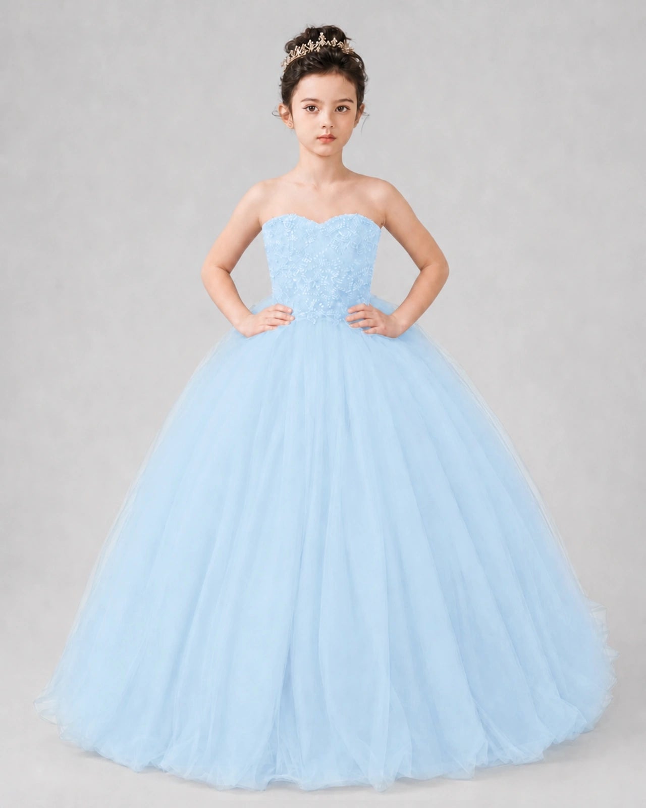 Dideyttawl Pageant Dress with Floral Lace Appliques and Voluminous Tulle Skirt Image principale du produit