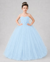 Baby Blue Tulle Ball Gown Pageant Dress Front View