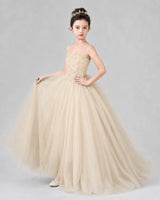 Champagne Tulle Ball Gown Pageant Dress Side View