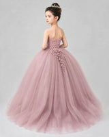 Dusty Rose Tulle Ball Gown Pageant Dress Back View