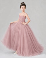 Dusty Rose Tulle Ball Gown Pageant Dress Side View