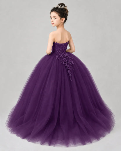 Grape Tulle Ball Gown Pageant Dress Back View