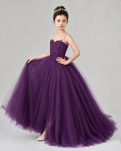 Grape Tulle Ball Gown Pageant Dress Side View