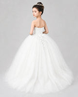 Ivory Tulle Ball Gown Pageant Dress Back View