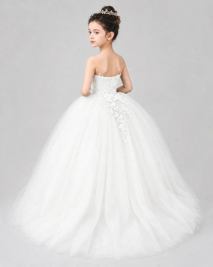 Ivory Tulle Ball Gown Pageant Dress Back View