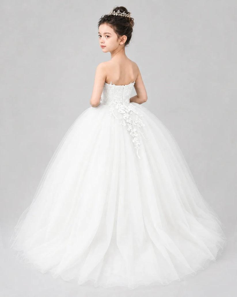 Ivory Tulle Ball Gown Pageant Dress Back View