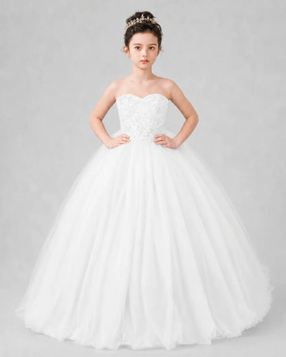 Ivory Tulle Ball Gown Pageant Dress Front View