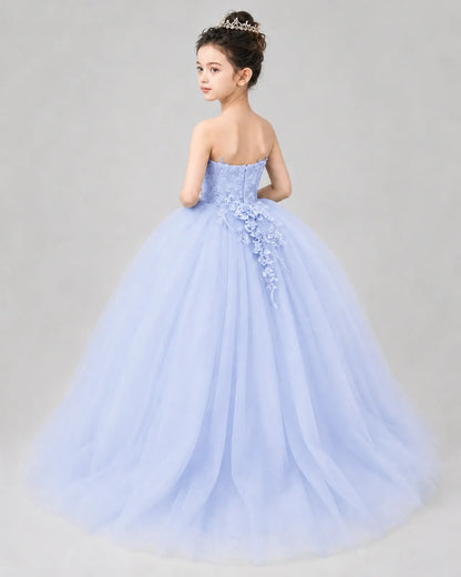 Lavender Tulle Ball Gown Pageant Dress Back View